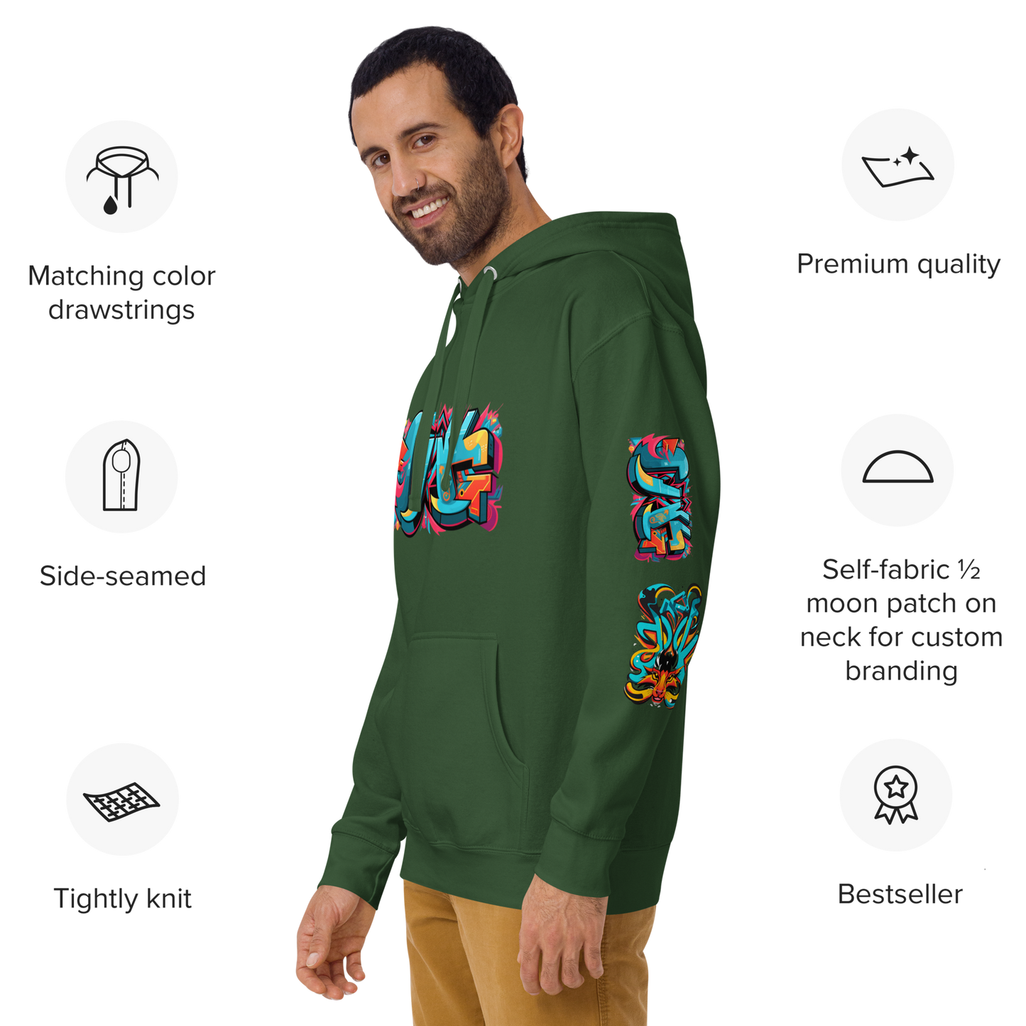 Sudadera unisex con capucha y estampado de grafiti