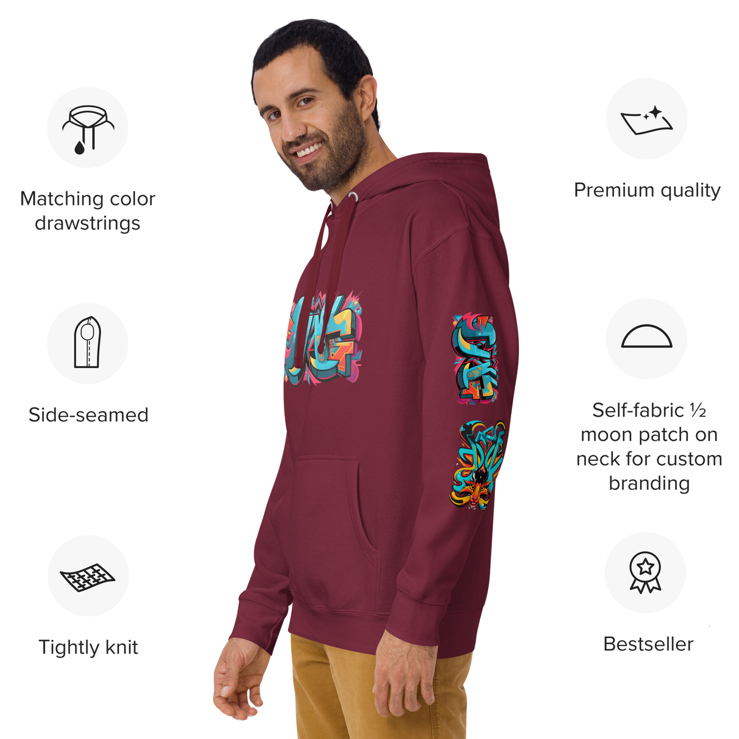 Sudadera unisex con capucha y estampado de grafiti