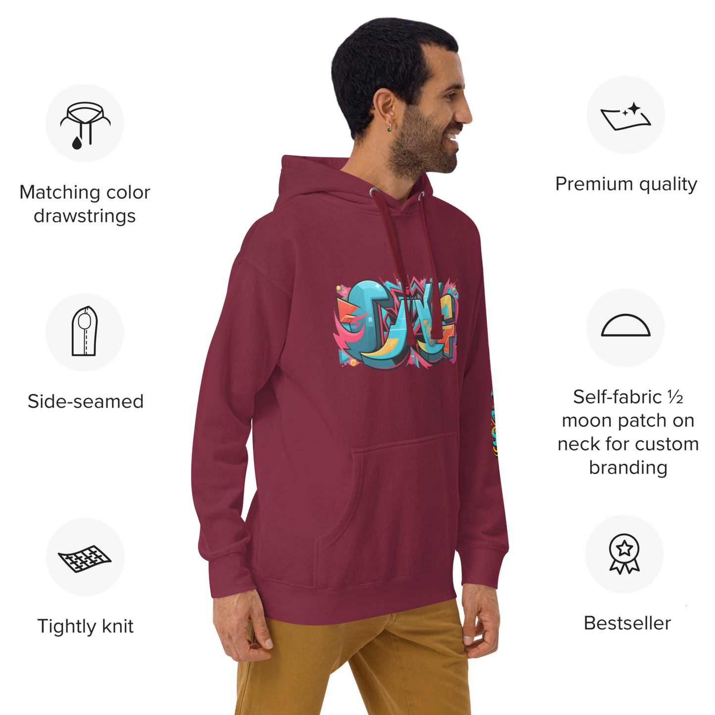 Sudadera unisex con capucha y estampado de grafiti