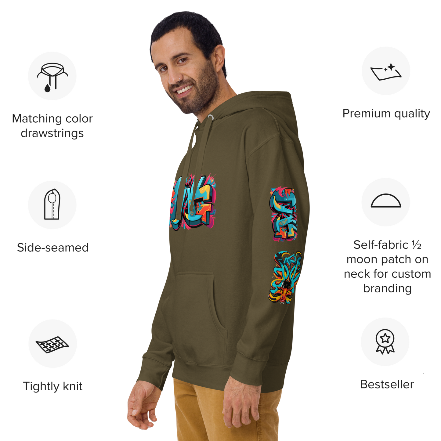 Sudadera unisex con capucha y estampado de grafiti