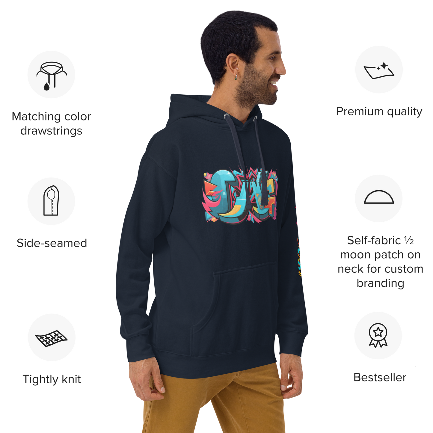 Sudadera unisex con capucha y estampado de grafiti