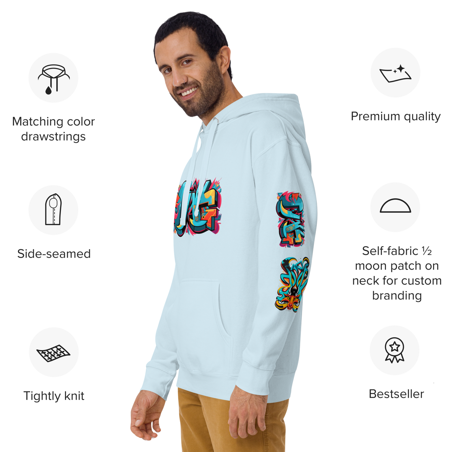 Sudadera unisex con capucha y estampado de grafiti