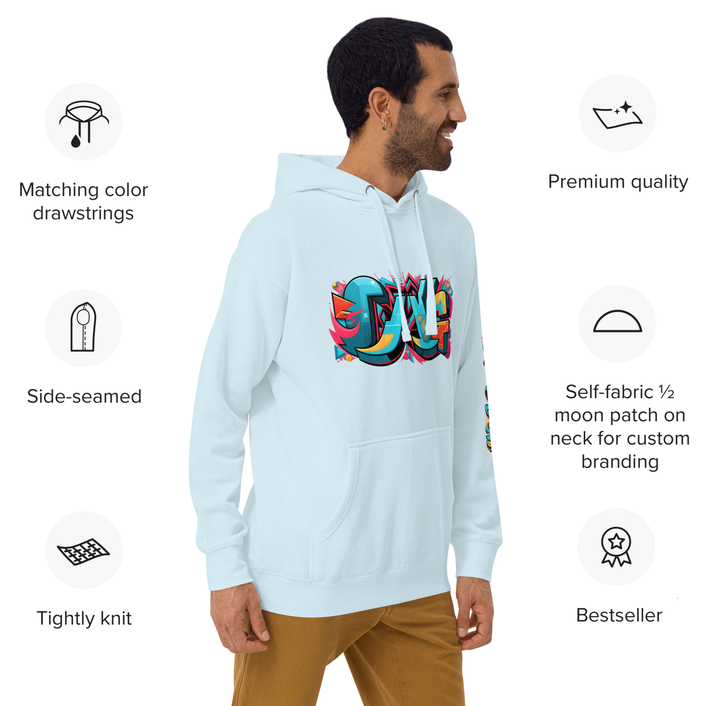 Sudadera unisex con capucha y estampado de grafiti