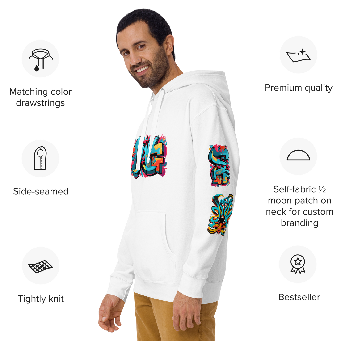 Sudadera unisex con capucha y estampado de grafiti