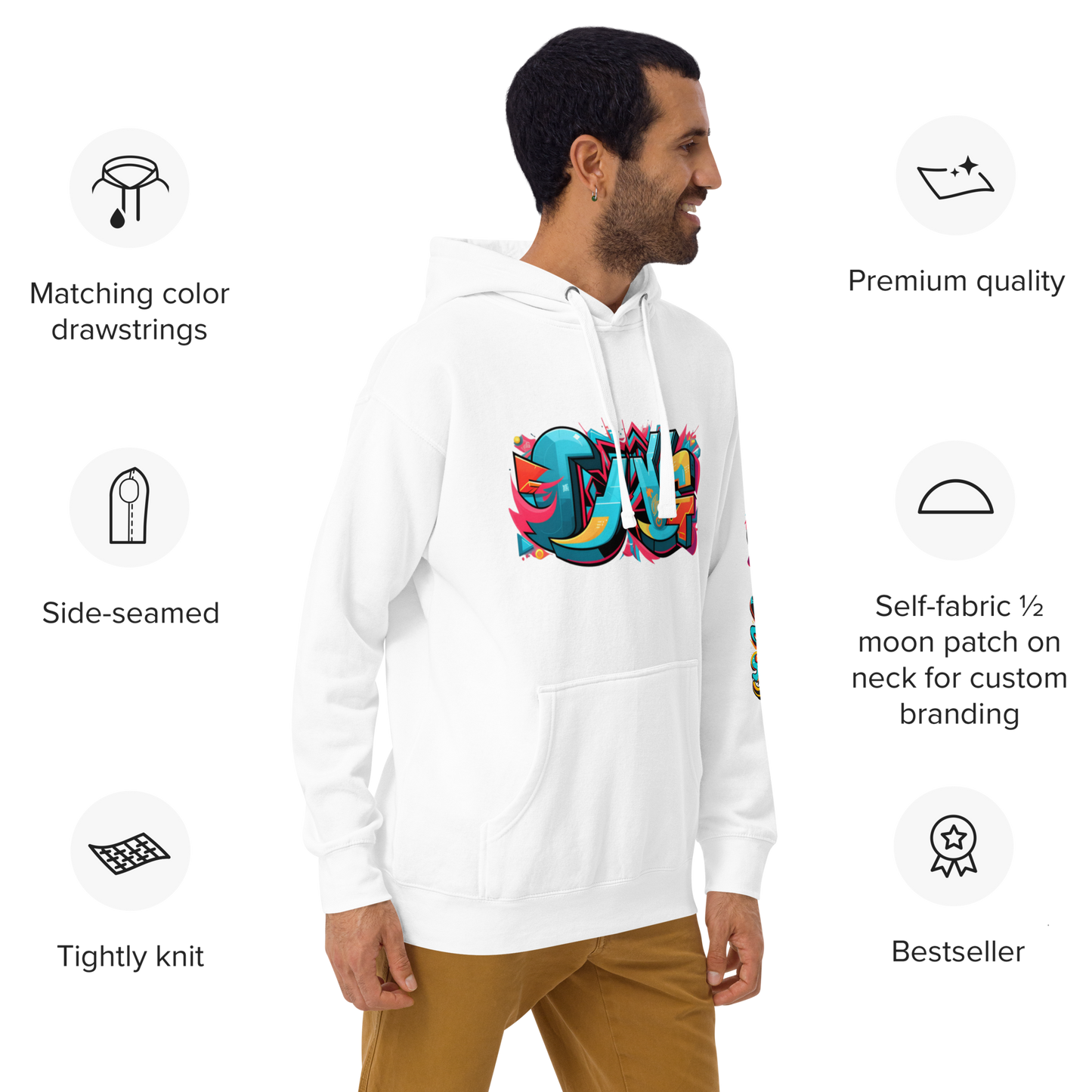 Sudadera unisex con capucha y estampado de grafiti